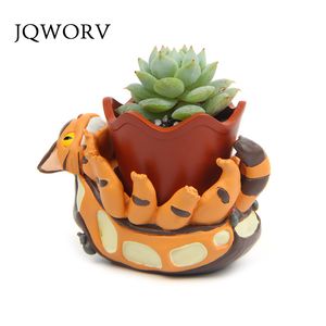 JQWORV Yaratıcı Totoro Saksı Reçine Flowerpot Etli Bitkiler Ekici Pot Mini Maceteros Ev Bahçe Dekorasyon Ekim Y200723