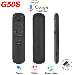 2.4G 스마트 음성 원격 제어 G50S 무선 비행 에어 마우스 자이로 스코프 G50 용 x96 MXQ Pro Android TV Box Controller Q Plus A95X