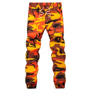 Ins Laranja Camuflagem Basculador Calças Homens Hip Hop Woven Calças Casuais Tático Calças Militares Bolsos Algodão de Algodão 201027