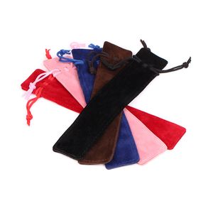 Wholesale velvet pencil case resale online - Velvet Pencil Cases Bags Pen Pouch Holder Single Rope Locking Gift Bag