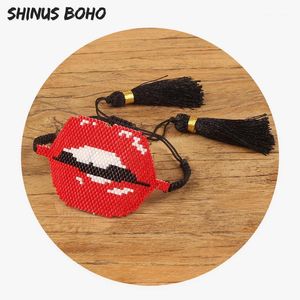 SHINUSBOHO Big Red Lip Bracciali Braccialetti per le donne Tessuto fatto a mano MIYUKI Seed Beads Bracciale Gioielli regalo femminile Regolabile1