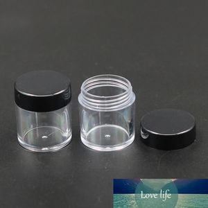 50 teil/los Schwarz Deckel Runde Basis Jae 10g Creme Flasche Gläser 10 ml Kunststoff Kosmetische Behälter Klar PS Topf make-up Probe Glas Verpackung