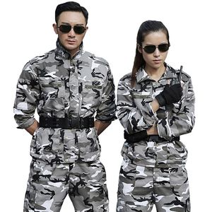 Men's Tracksuits Sets Snow Camouflage Military Uniform Tactical Suit Men Hunting Clothing Working Clothes CS Wear