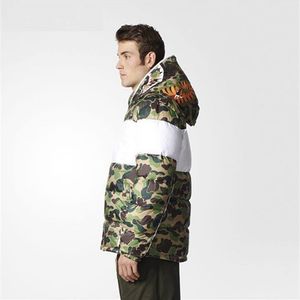 20AW Outwear Hoodie Jacke Haifischkopf Stickerei verdicken Wintermantel hochwertige Parkas Fahison Herrenbekleidung grüne Farbe Größe S-2XL