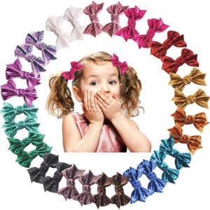 30 stycken baby tjejer glitter hår bågar clips 3inch sparkly glitter sequin bows alligator hårklipp helt fodrade hår tillbehör lj201226