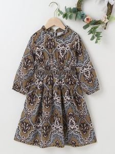 Toddler Girls Damask Print Shirred Waist Dress SHE