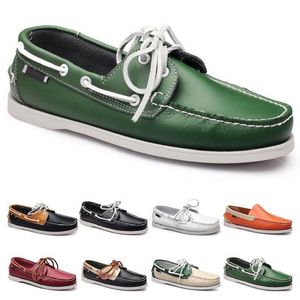 Modestil 31 Mens Running Shoes Leather British Style Black White Green Gul Red Outdoor bekväm andningssko