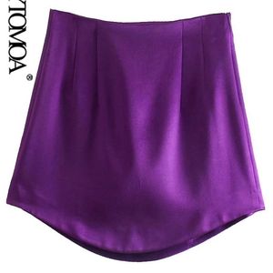 KPYTOMOA Kvinnor Fashion Soft touch mini kjol vintage hög midja sido -blixtlås kvinnliga kjolar mujer 220216