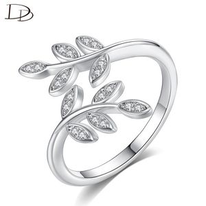 Fedi nuziali DODO Foglie Open-End per le donne Colore argento Abbigliamento quotidiano Gioielli moda per feste Zircone Bague Femme Bijoux all'ingrosso R400