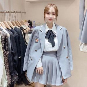 College-Stil Damen Herbst neuer Stil koreanische Anzugjacke + Faltenrock zweiteilige Sets Mode