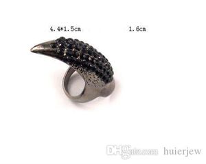 Anéis de Cristal de Dedo Anéis Dedo Dedo Dedo Dos Anéis De Ouro e Cor Preta 3 Tamanhos Disponíveis Anéis Do Punk