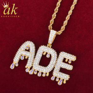 Пользовательское название персонализированные ожерелья для женских ювелирных изделий золотой цвет маленький фиолетовый капельница хип-хоп ювелирные изделия с веревочной цепью