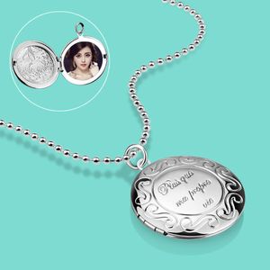 925 Sterling Silver Halsband Kvinnors Specialfotoklåda Hängsmycke Solid Silver Necklace Girl Charm Smycken Alla hjärtans dag Q0531