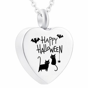 Jóias de cremação Halloween Colar Heart Colar Aço inoxidável Cremação Ashes Memorial Memorial com Kit de preenchimento Bolsa de pacote