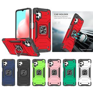 Magnetic Metal Finger Ring Stand Holder Shockproof Cases For Samsung Galaxy A12 A32 5G A52 A72 A02S Soft TPU + Hard PC Back Cover