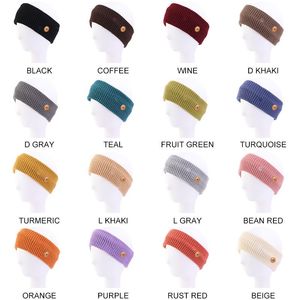 Inverno Knitting Headband Máscara Botão de lã Hairband Esportes de malha e aptidão Manter calor 16 cores Atacado