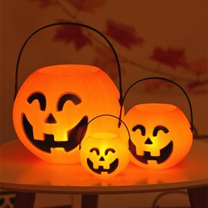 Decoração de Halloween adereços suprimentos de festa sorriso rosto abóbora abóbora doces sacos cesta LED lanterna artesanato ornamento s m l tamanho disponível entrega gratuita