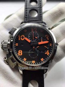 Yeni Saatler Satın U51 U-51 50mm Kuvars Kronograf Erkek Siyah Dial Siyah Deri Kayış Chimera 7474 Yüksek Kaliteli Bents Sport Saatler 18 Renk