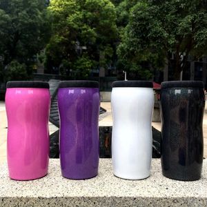 DHL Free 12oz glitter Can Cooler Stainless Steel tumbler Beer Bottle Cold Keeper Can Vacuum Insulated Bottle Insulation Cans