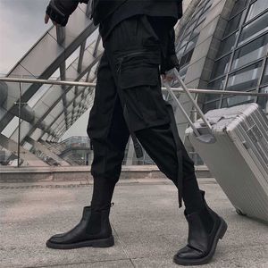 Houzhou Black Cargo Pants for Men lastbyxor för att jogga streetwear koreanska herrmode byxor Summer Techwear Hip Hop 220108