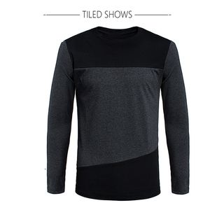 Herbst Browon Korean T-Shirt Vintage Style Patchwork Blackgray O-Neck Long T-Shirt Men Clothing Plus Size M-5xl 201203 Shirt