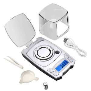 0.001g Precision Electronic Scales 100g 50g USB Charging Digital Weighing Jewelry Scale Portable Lab Weight Milligram Scale 211221