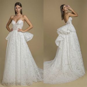 Full Lace Wedding Dresses Sexy Sweetheart A Line Appliqued Country Bridal Gowns Tiered Tulle Custom Made Robes De Mariée Sweep Train