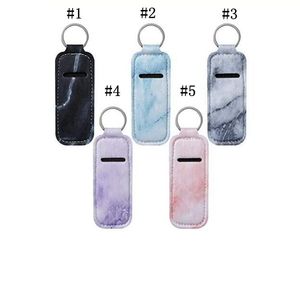 Leopard KeyChain Wristlet Marble Neoprene Holder Printed Cover Lipstick Holder Bag Wristband Key Ring Novel Party Favor Gifts ZCGY236