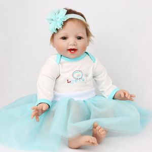 Wholesale real silicone dolls resale online - 22 inch cm Silicone Reborn Dolls Vinyl Lifelike Real Doll Realistic Kids newborn Babies Princess Girls Toy