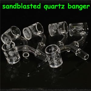 Palenia Sandblasted Quartzs Banger 14mm Podwójna rura Kwarcowy Nail Thermal Paznokcie do Silikonów Rury Water Silicon Wax Pad Dabber Tool