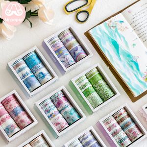 Sr. Paper 10pcs / Set 24 desenhos Cute Ocean Stars Flamingo Unicorn Washi Fita Japonesa Planejador Mascaramento Fitas Adesivas