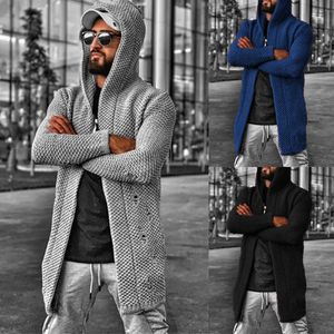 Men's Sweaters Sweater Cardigan Men Mid Length Hooded Cardigans Spring Autumn Clothes Lightweight Knit Jacket Plus Size Knitwear