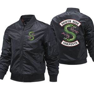 Riverdale South Side Serpents 재킷 남자 TV 쇼 남성 폭격기 재킷 스트리트웨어 Hombre Winter Coats 5XL 남성 윈드 브레이크 재킷 220212