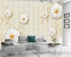 Vita blommor d tapet d väggpapper för vardagsrum beställande foto romantisk blomma dekorativa silke d väggmålning tapet