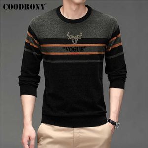 COODRONY Brand Autumn Winter Sweater Streetwear Fashion Striped O-Neck Jersey Knitted Soft Warm Chenille Wool Pullover Men C1355 211221