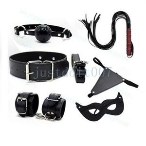 Bondage 6pcs Restrict Kit Slave Handcuffs Neck Collar Eyepatch Whip Gift Bundle Set Brand #87