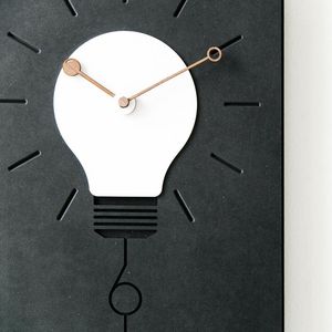 Wall Clocks Square Light Bulb Factory Direct Low Price High Quality Fashion Clock Decor Home Gift Big Grey&Black1