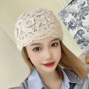 Baotou Cappello Lana Traspirante Sottile Gancio Cavo Fiore Tessitura Versione Coreana Versatile Moda Fatta A Mano Cappello Caldo Autunno