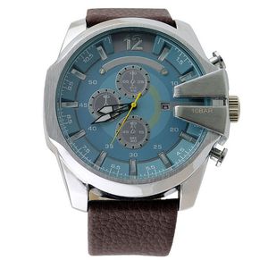 Mode Märke Klockor Big Case MutiPle Dials Datum Display Leather Strap Quartz Män Armbandsur 4281