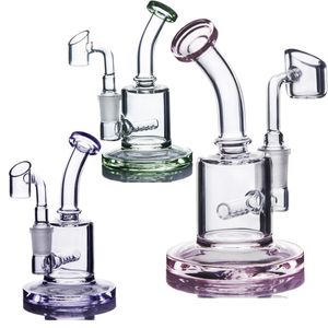 Bong piccolo Pipa ad acqua a mano Collo piegato blu Mini Bong Bubbler Perc Bong in vetro per acqua Base spessa 14mm Banger articolato Disponibile