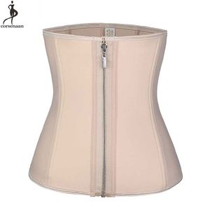 Zip Up Waist Trainer Fajas Reductoras WaistTrainer Plus Storlek 6XL Neopren Colombianas Corset Steel Boned Underbust Sweat Gorset LJ201209