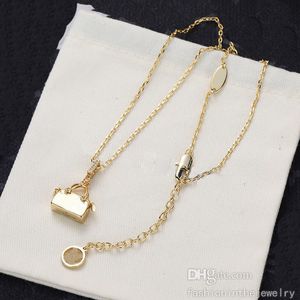 Wholesale rose gold chunky chain necklace resale online - Necklace Designer Jewelry Luxury fashion wedding Rose Gold Platinum Bear bag lock pendant long silver chain necklace for women chunky stainless steel