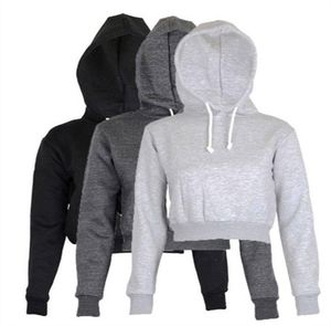 2022 Full Hoodie Płaszcze Czarny Jesień Nowy Krótkie Casual Ubrania Kobiety Damskie Odzież Topy Zwykły Crop Top Hooded