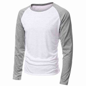 2021 Vår varumärke Kläder Mäns Långärmad Rund Neck T-shirts Casual Baseball Tshirt Män Raglan Tee Streetwear Plus Storlek 4XL G1222