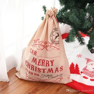 Carta de Natal impresso sacos de presente Santa Saco Saco de cordão de Natal Santa Sacos Indoor Xmas Decoração Organizador 67 * 48cm WDH0243