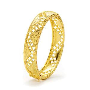 Bangle 24k Fine Gold Armband Bangles för kvinnor Dubai Etiopiska Armband Afrikanska Smycken Arab Mellanöstern