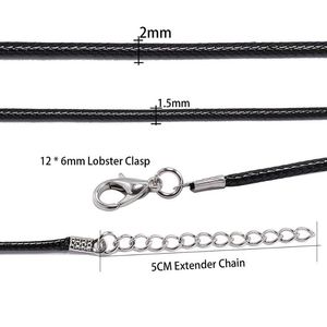 10 Teile/los Durchmesser 1,5/2mm Echtes Lederband Halskette Mit Verschluss Verstellbares Geflochtenes Seil Für Schmuck Machen DIY Halskette wmtBEv