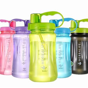 1000ml /2000ml 6 Color Herbalife Nutrition 24hour Drinkware Protein Shaker Camping Hiking Straw Sports Water Bottle Space Bottle 201106