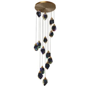 Lustre longo todo em cobre, iluminação moderna, luxo, lustre, cristal, luminária, pendurada, para casa, hotel, villa, escada, decoração interna