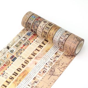 Lettera vintage Timbro mappa Nastro adesivo Washi Retro Vecchia carta Nastro adesivo decorativo Fai da te Scrapbooking Etichetta adesiva Cancelleria